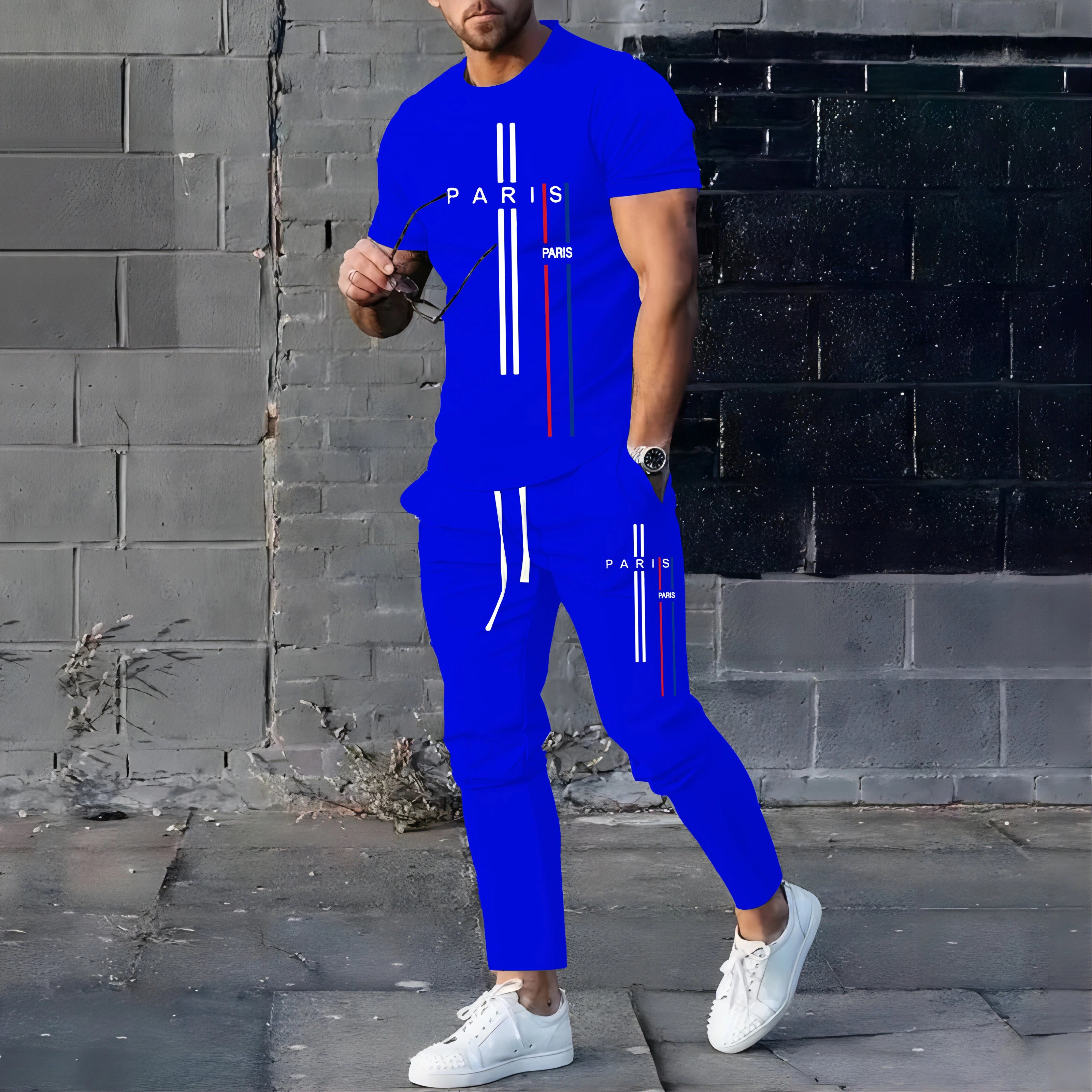 Men's Casual Summer T-Shirt and Pants Suit Set