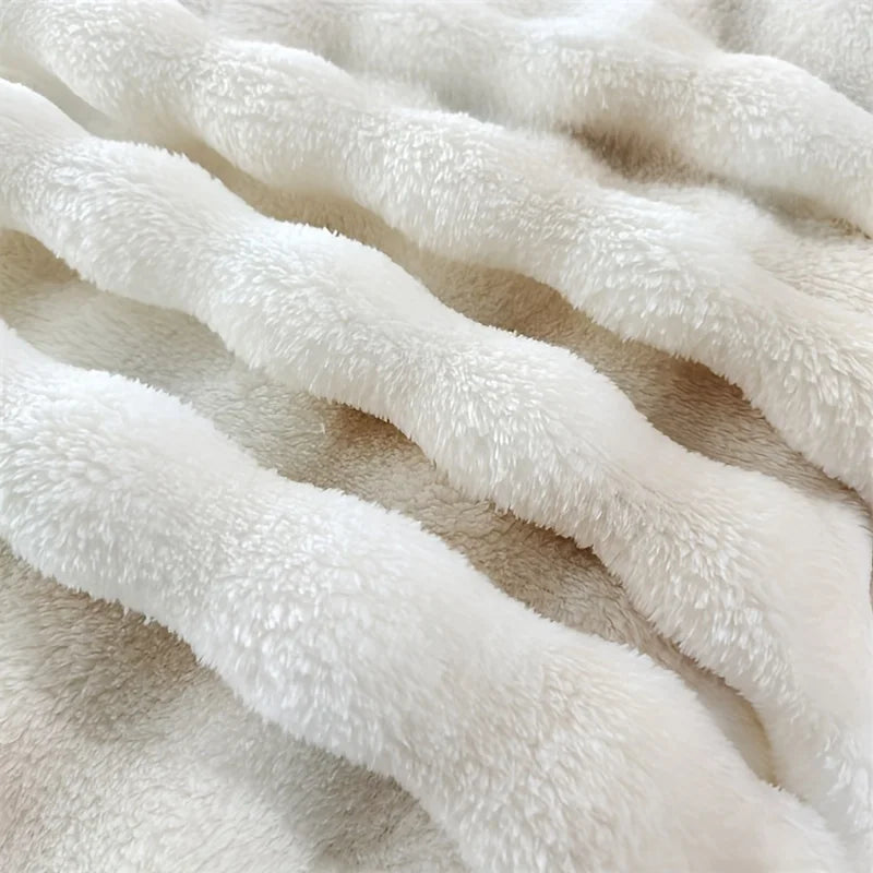 Thick Warm Faux Rabbit Fur Blanket and Soft Plush Throw
