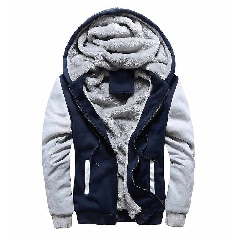Men's Casual Fleece Zip Hooded Jacket and Pants Set