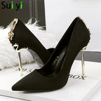 Women's Pointed Toe Suede Bow Stiletto Pumps