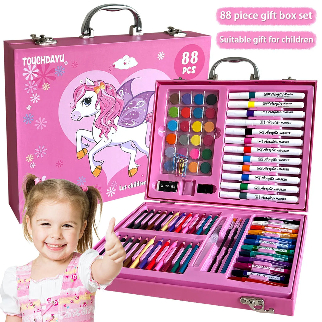 Pink Unicorn 88-Piece Art Painting and Drawing Kit Gift Box Set