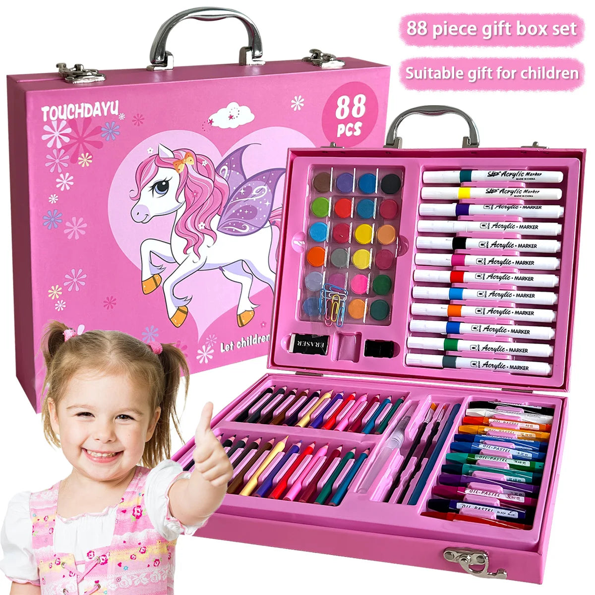 Pink Unicorn 88-Piece Art Painting and Drawing Kit Gift Box Set