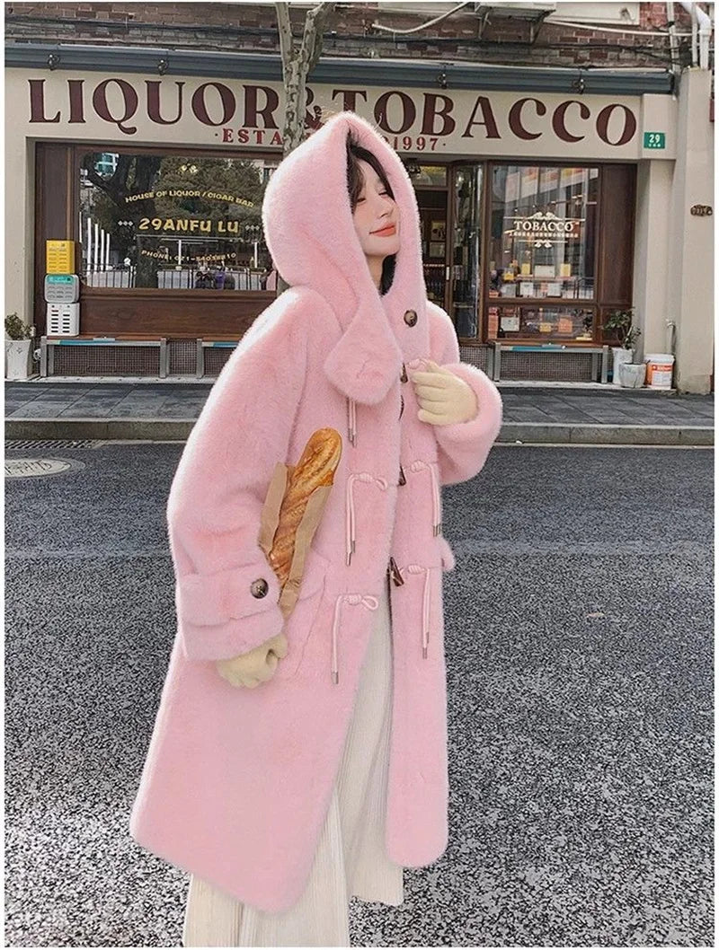 Women's Thick Warm Hooded Faux Fur Coat
