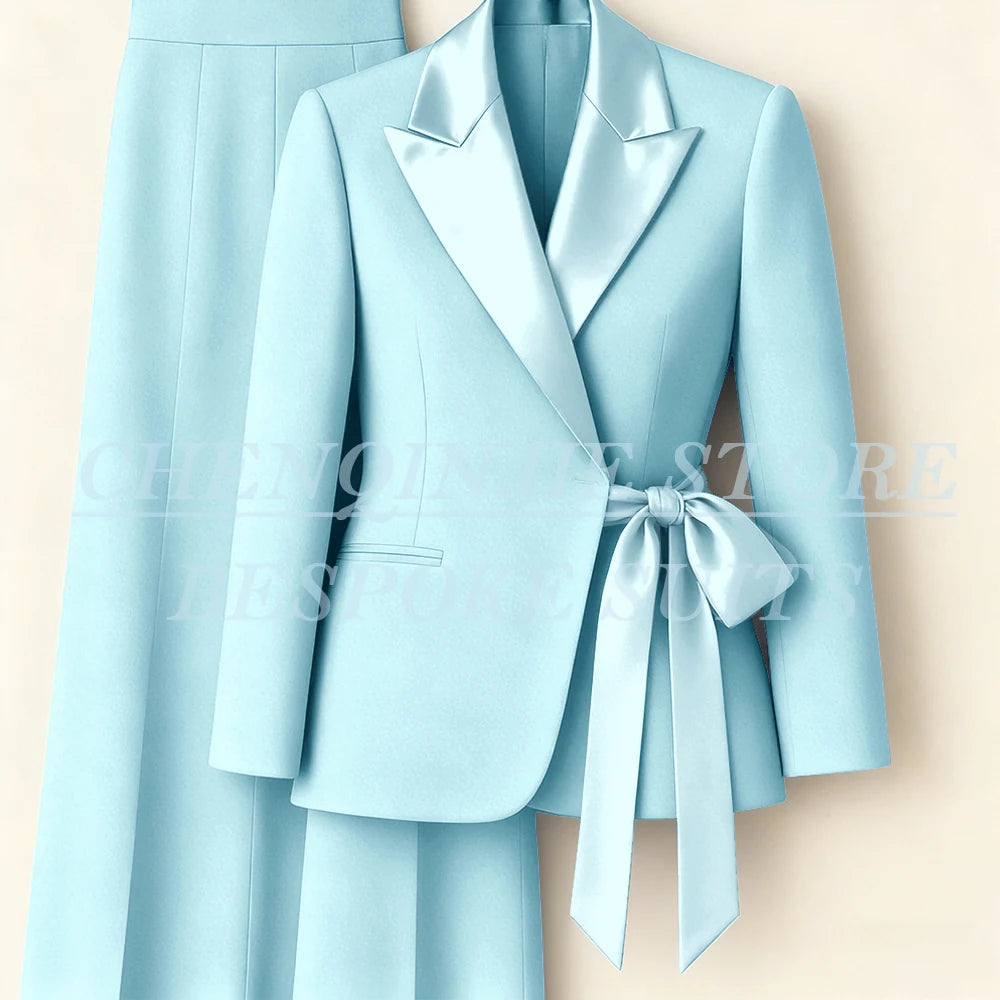 Women's Tailored Blazer Wide Leg Pants Suit