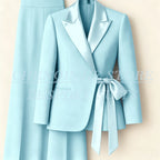 Women's Tailored Blazer Wide Leg Pants Suit