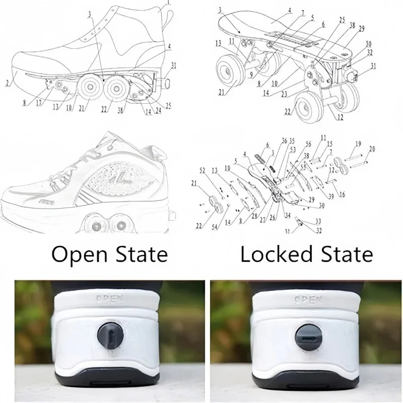 Kids' Breathable Mesh Four-Wheel Roller Skate Sneakers SY119