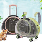 Portable Breathable Transparent Rolling Pet Travel Backpack