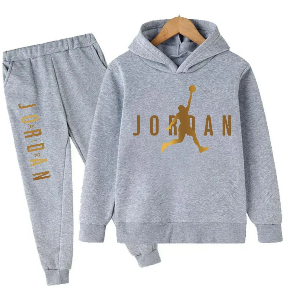 Kids' Slam Dunk Pattern Hoodie Pants Two-Piece Set