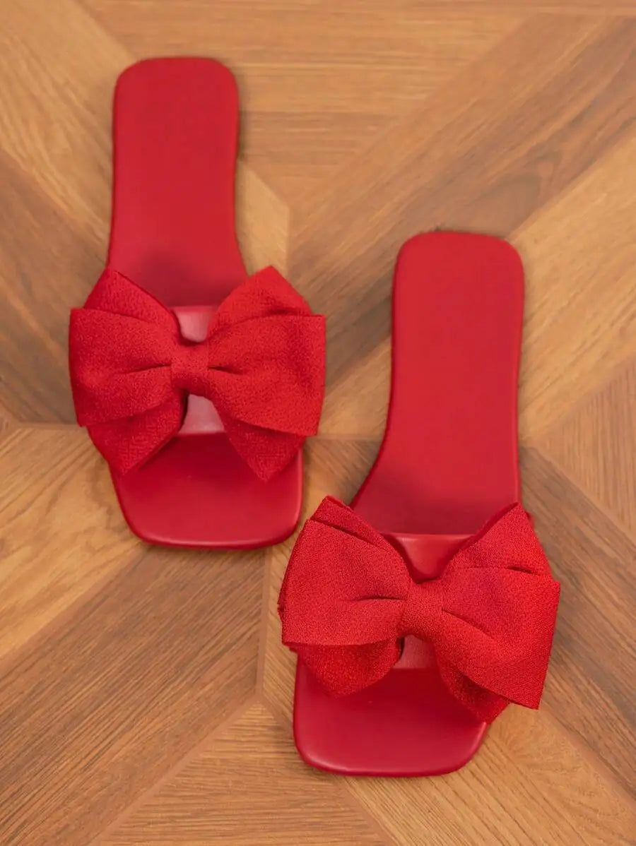 Women's Bowknot Flat Sandals Lightweight Comfortable Beach Shoes