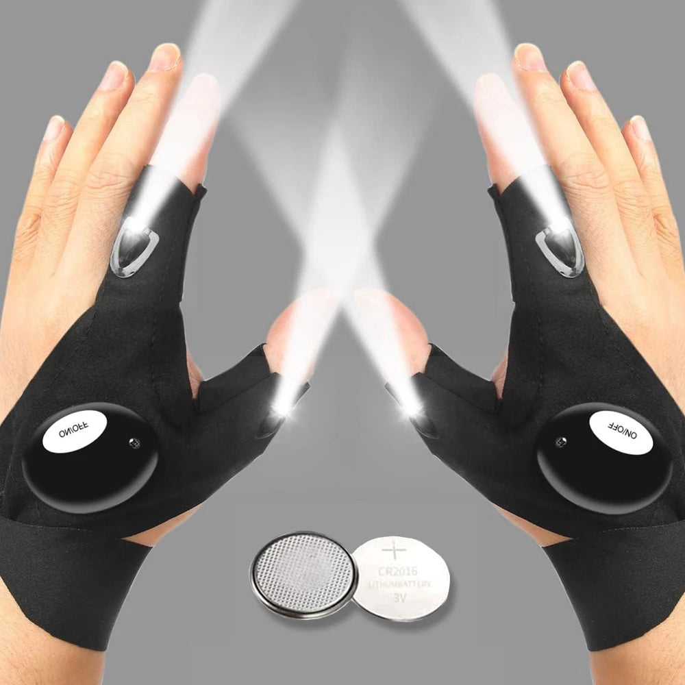 Waterproof LED Half Finger Flashlight Gloves