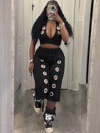 Women's Sexy Sleeveless Crop Top and Shorts Two Piece Set