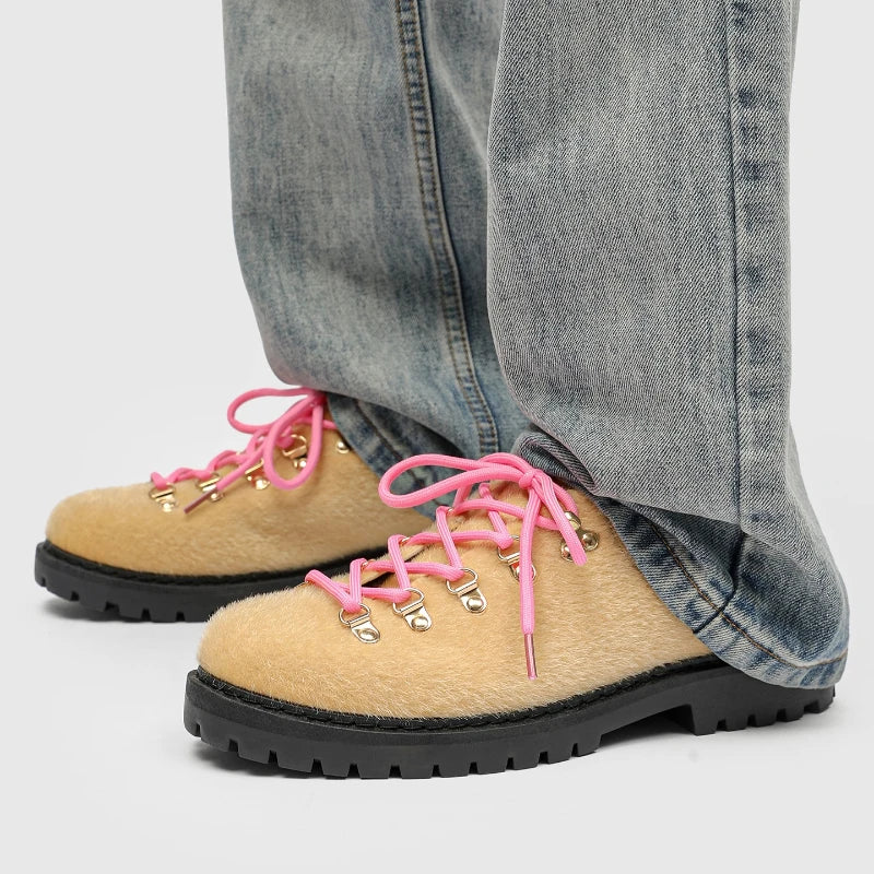 Men's Fashion Color Block Round Toe Flat Casual Shoes