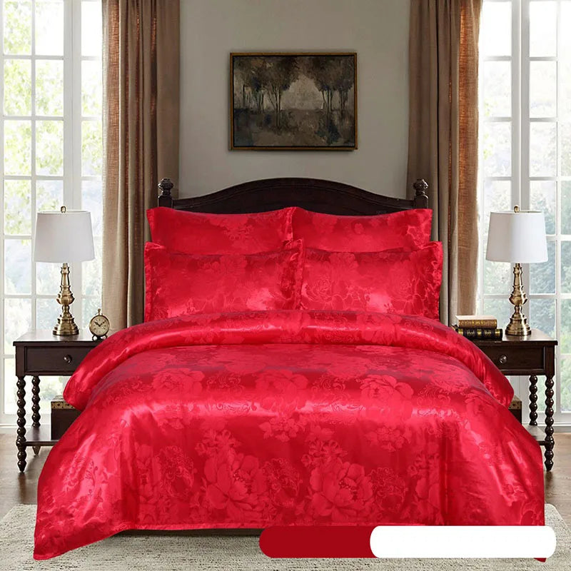 European Satin Jacquard Duvet Cover and Smooth Bedding Set