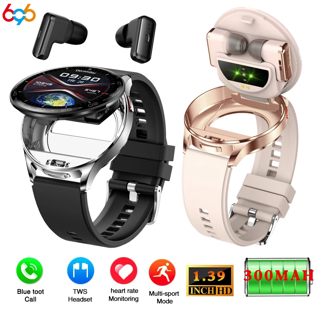 Two-in-One Smartwatch with Built-In Wireless TWS Earbuds