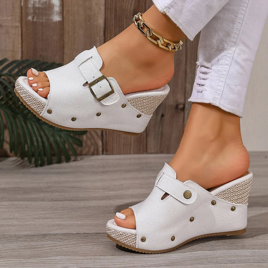 Women's Chunky Platform Wedge Sandals 3.5-inch Heel Summer Footwear