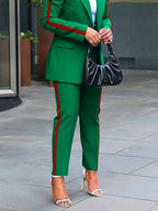 Women's Side Stripe High Waist Ankle Pants Suit Separates