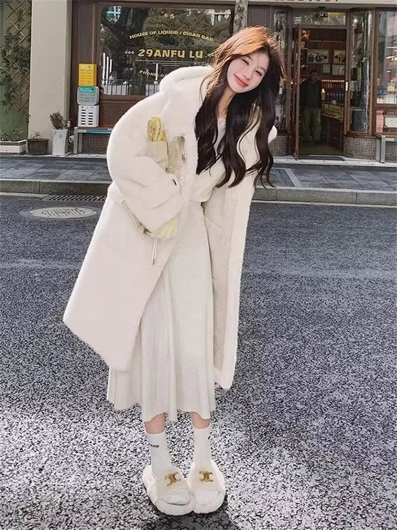 Women's Thick Warm Hooded Faux Fur Coat