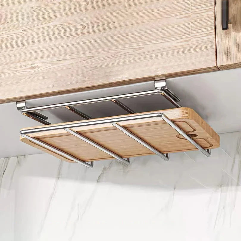 Stainless Steel Under Cabinet Cutting Board and Pot Lid Storage Rack