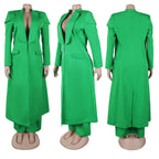 Women's Longline Blazer Wide Leg Pants Set
