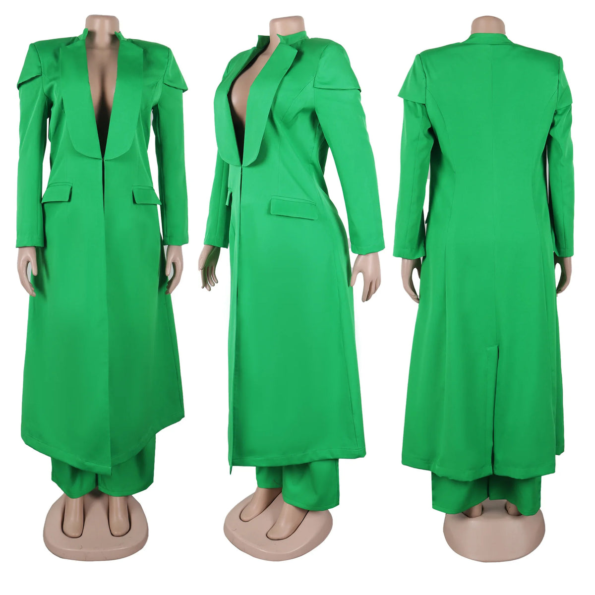 Women's Longline Blazer Wide Leg Pants Set