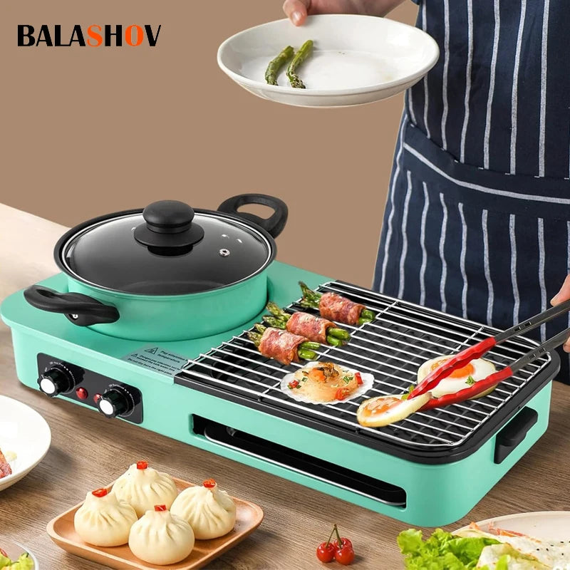 Smokeless 3 in 1 Electric Grill and Korean BBQ Hot Pot