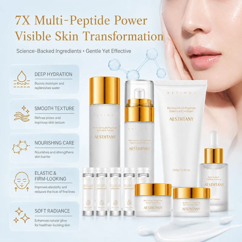 7-Piece Retinol Multi-Peptide Hydrating Skincare Routine Gift Set