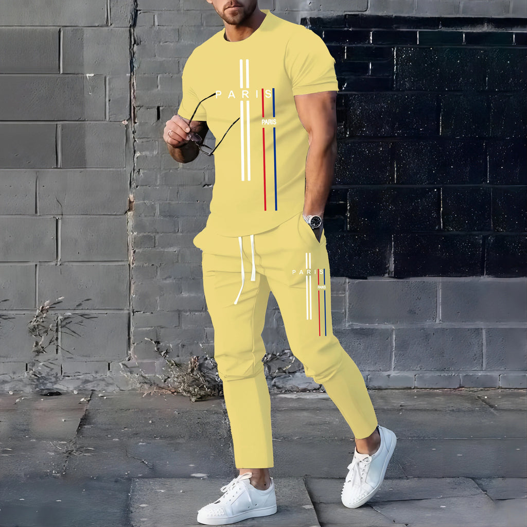 Men's Casual Summer T-Shirt and Pants Suit Set
