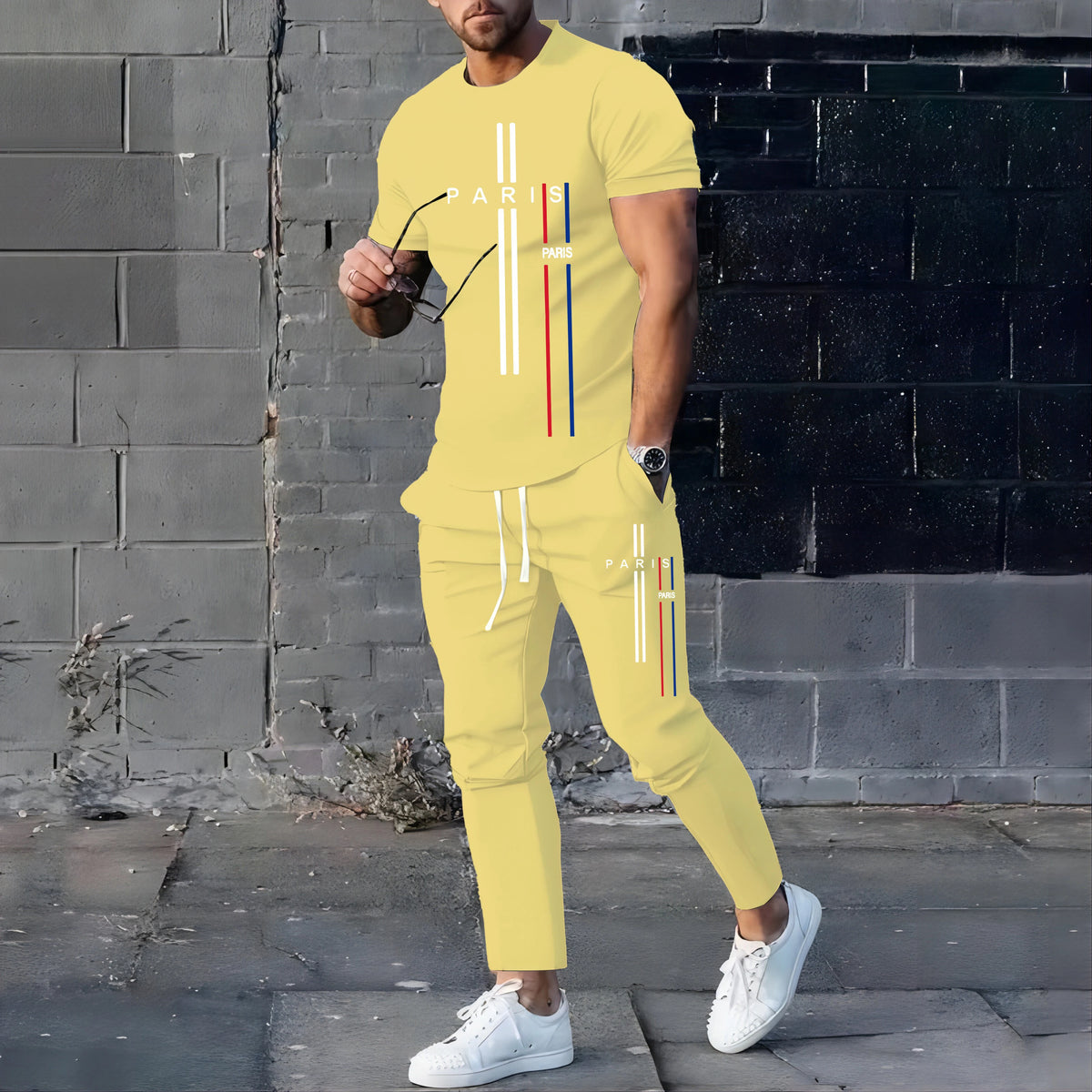 Men's Casual Summer T-Shirt and Pants Suit Set