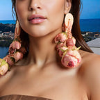 Women's Trendy Bohemian Simulation Rosebud Beaded Dangle Earrings
