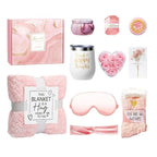 Happy Birthday Gift Basket for Women with Blanket Tumbler and Spa Set