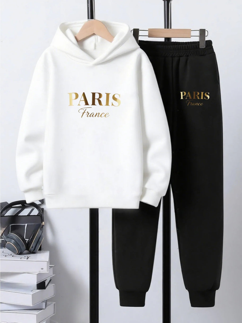 Boys' Printed Hooded Sweatshirt Pants Two-Piece Set