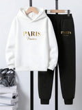 Boys' Printed Hooded Sweatshirt Pants Two-Piece Set