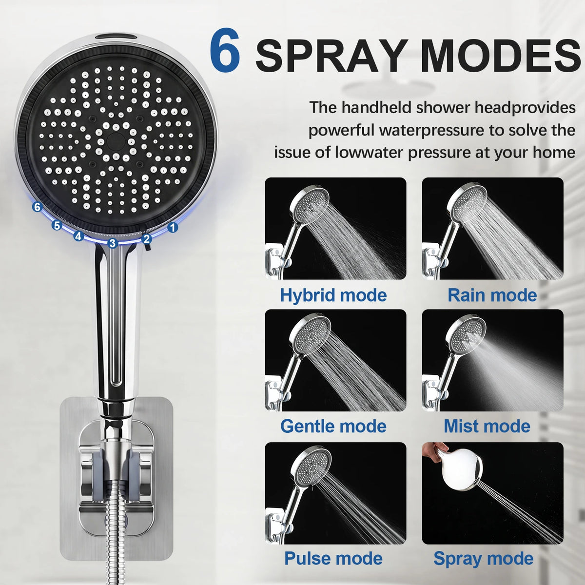 Stainless Steel Rain Shower Head and Handheld Spray Combo