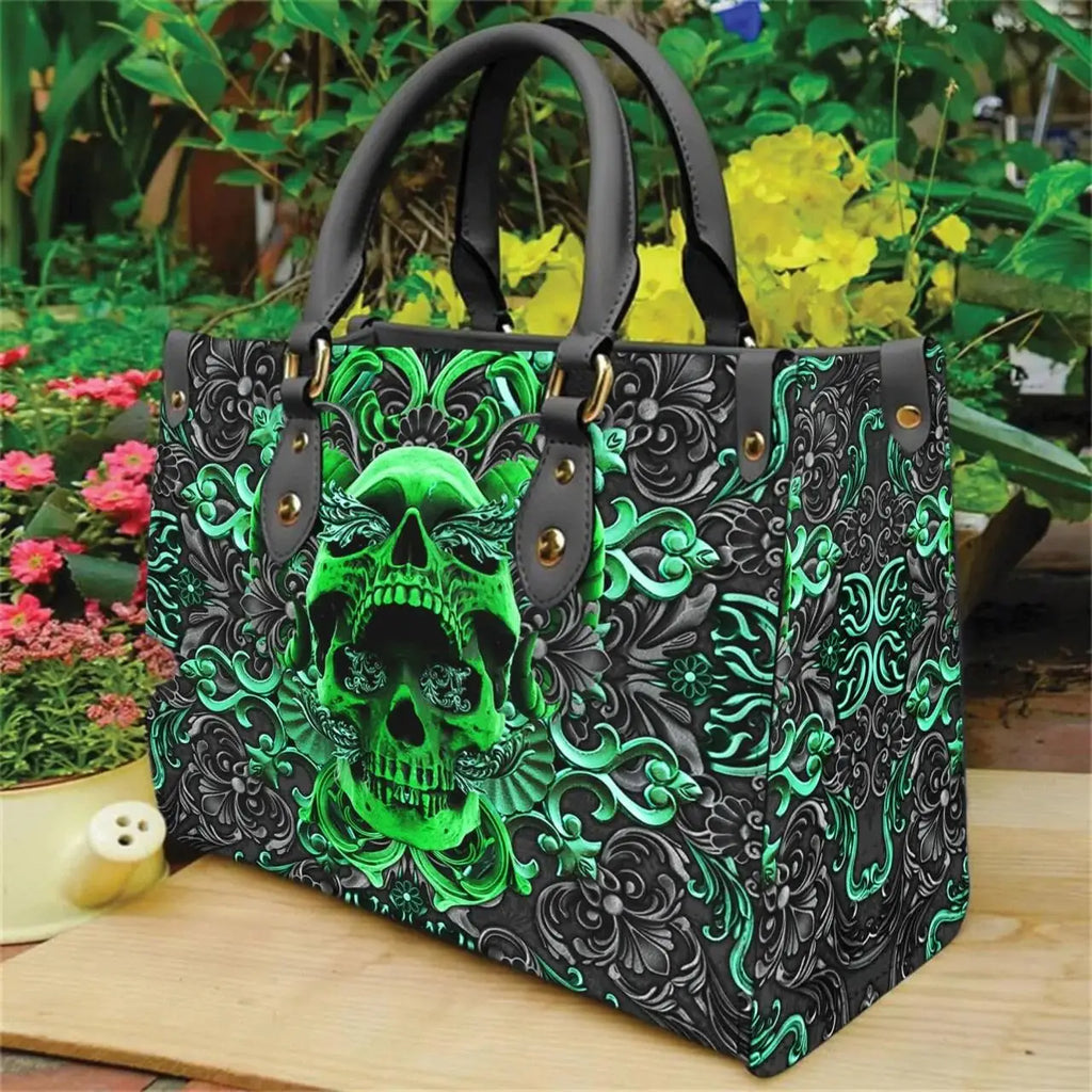 Women's Skull Pattern Faux Leather Shoulder Tote Bag