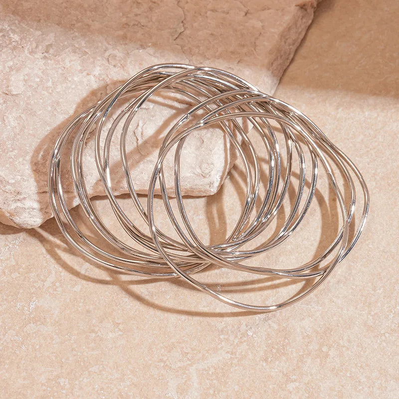 Women's Fashion Retro Multi-layer Gold Glass Cuff Bangle Bracelet
