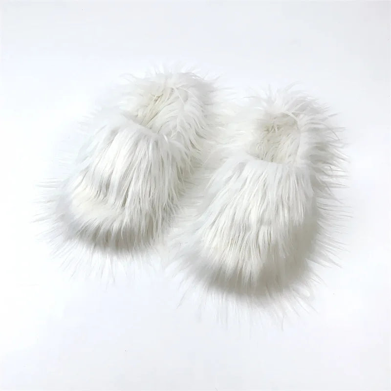 Women's Faux Fur Plush Warm Flat Slippers
