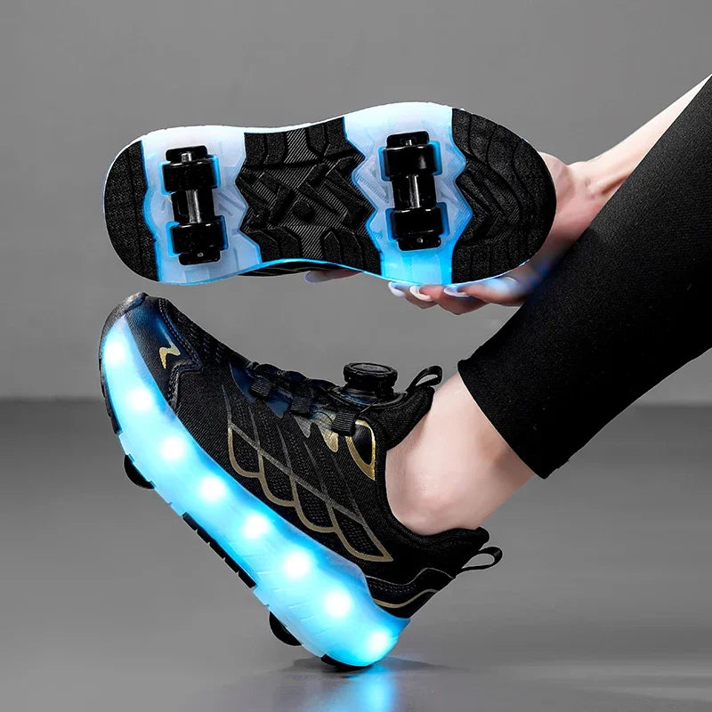 Kids' Breathable Detachable Dual-Use Roller Skate Shoes