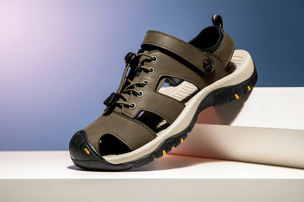 Men's Outdoor Leather Toe-Protection Sandals Quick-Drying Beach Shoes