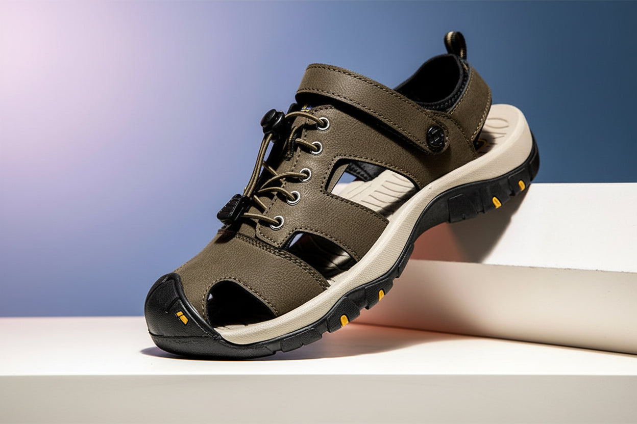 Men's Outdoor Leather Toe-Protection Sandals Quick-Drying Beach Shoes