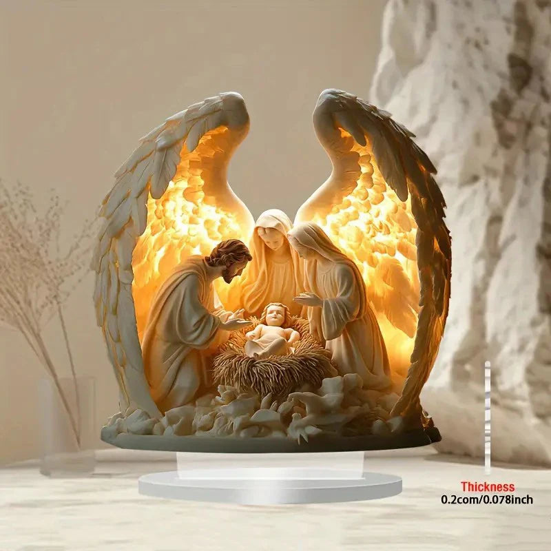 Flat Acrylic Nativity Scene Plaque and Tabletop Signboard