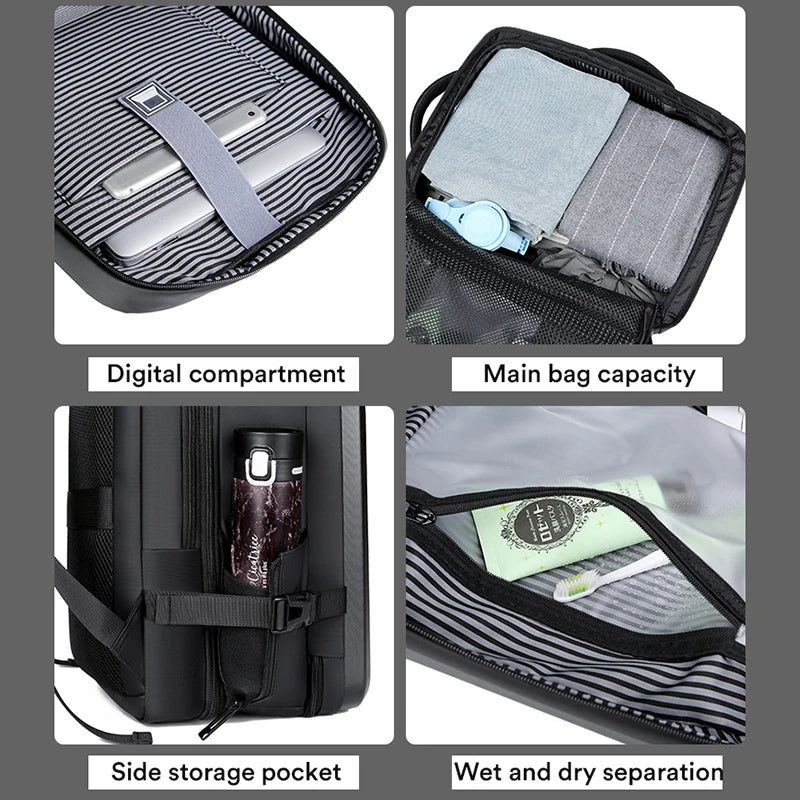 Men's Fashion Hard Shell 17 Inch Laptop Travel Backpack