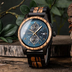 Men's Wooden Chronograph Watch with Luminous Hands and Gift Box