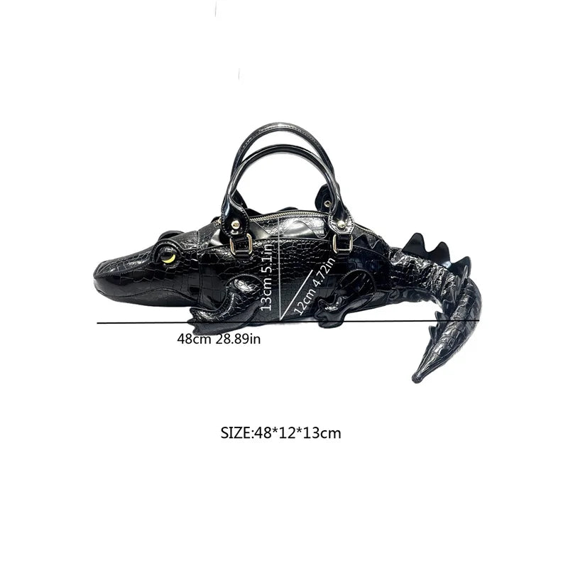 Women's Crocodile Shape Tote Shoulder Crossbody Handbag