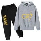 Kids' Ronaldo CR7 Print Hoodie Sweatshirt Pants Two-Piece Set