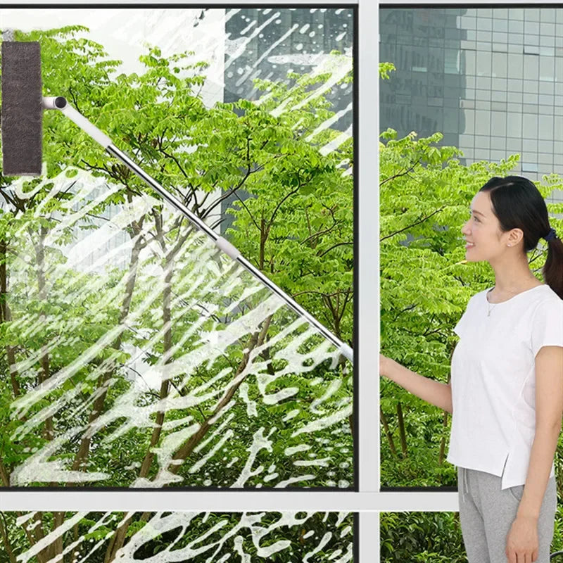 Telescopic Window Cleaner Mop with Extendable Aluminum Rod