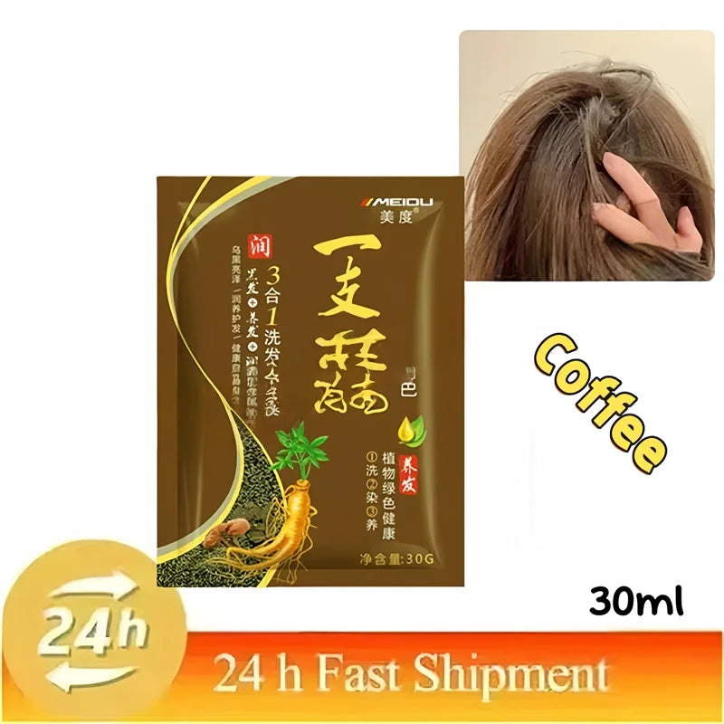 3-in-1 Herbal Hair Color Shampoo for Gray Hair Care 20240226