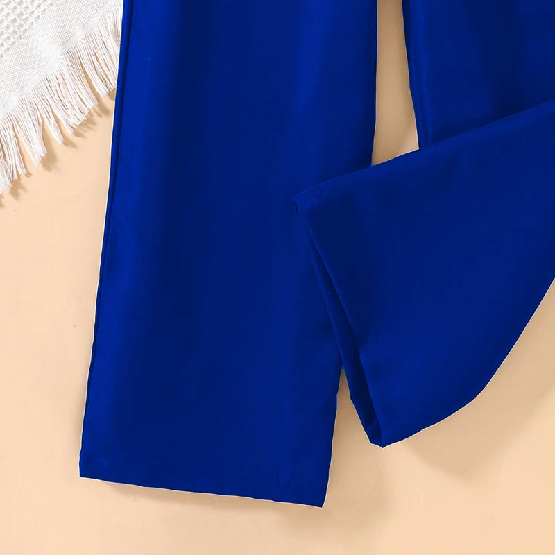 Girls' Long Sleeve Shirt Wide Leg Pants Two-Piece Set CF7037