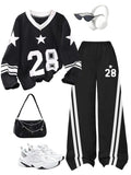 Girls' Digital Print Long Sleeve Top Pants Two-Piece Set