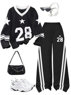 Girls' Digital Print Long Sleeve Top Pants Two-Piece Set