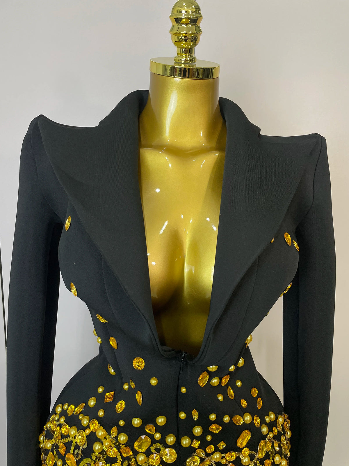 Women's Sexy Sparkly Crystal Pearls Mini Dress